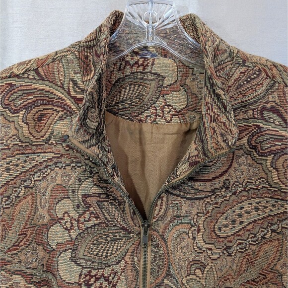 Vintage Tapestry Vest Brown Floral Paisley White Stag - Tagless /See Photos - XL - Picture 12 of 16